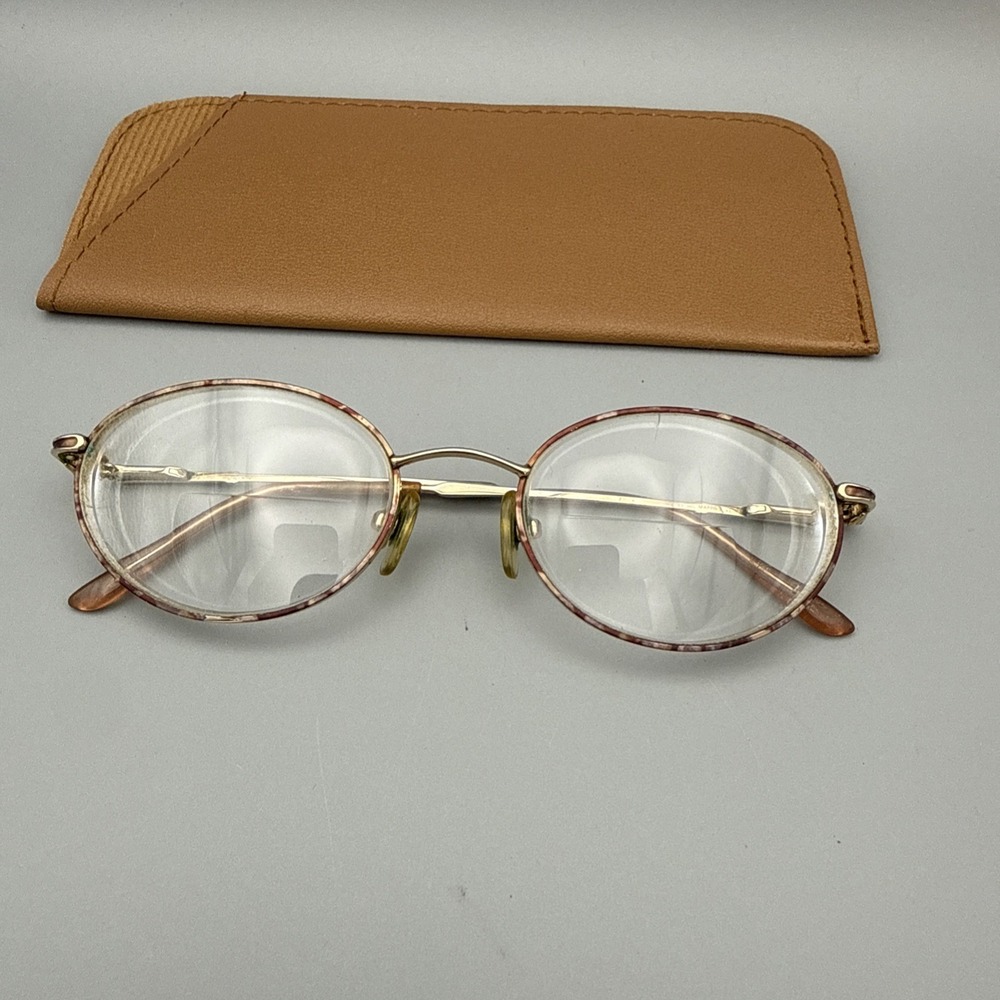 Vintage Monet 1970s Oval Wire Rim Eyeglasses Gold/ Marine "Frames Only" & Case